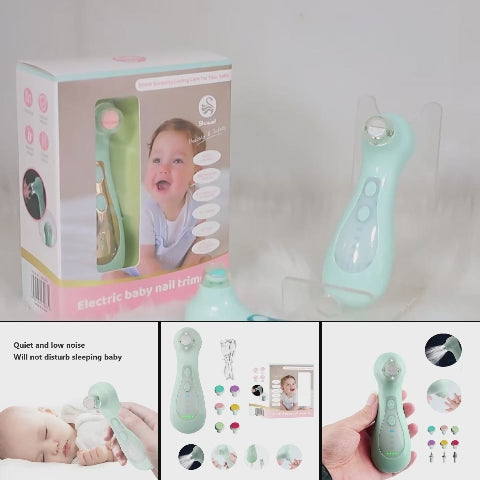 Baby Nail File Electric Rechargeable, Baby Nail Trimmer Electric with 10 Replacement Pads